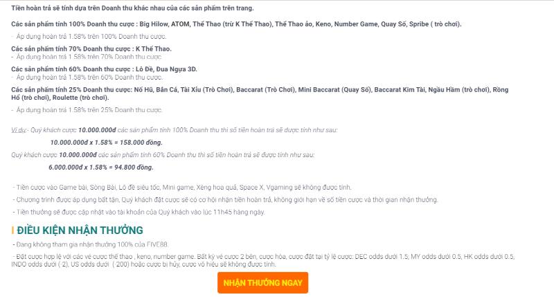 khuyen mai five88 dieu khoan Hãy đọc kỹ điều khoản, điều kiện trước khi tham gia