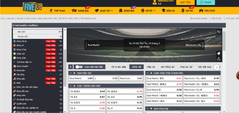 the thao five88 huong dan Hướng dẫn tham gia chơi cá cược thể thao tại Five88